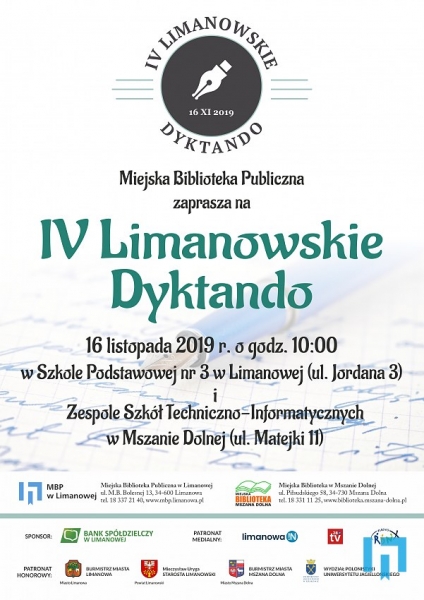 Region. Jeszcze można się zgłosić do IV Limanowskiego Dyktanda