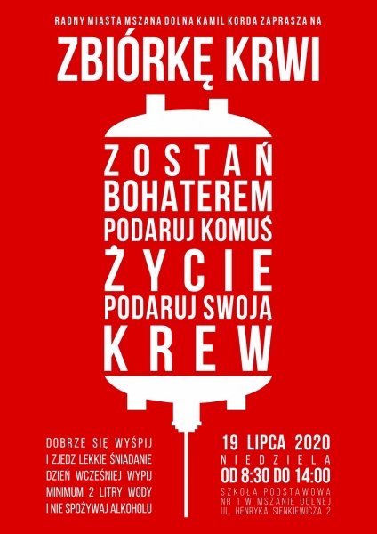 – Po kilku latach krwiodawstwo wraca do Mszany Dolnej – mówi radny Kamil Korda i zaprasza do udziału w akcji