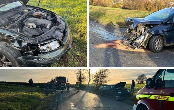 Zderzenie samochodów na drodze gminnej w Słopnicach