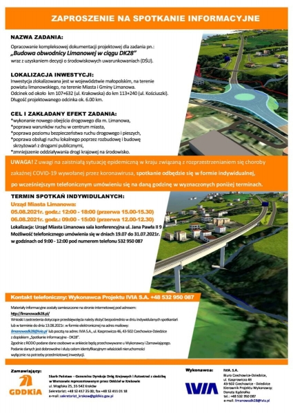 Spotkania informacyjne ws. obwodnicy Limanowej. Wnioski i zastrzeżenia do 6 sierpnia można również składać drogą elektroniczną