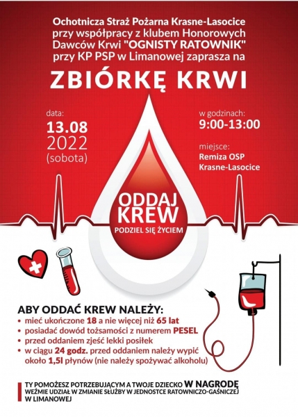 Druhowie z Krasnego-Lasocic organizują zbiórkę krwi