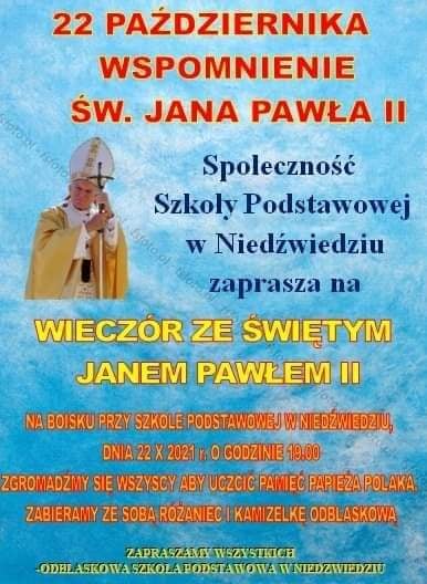 Zaproszenie na „Wieczór ze św. Janem Pawłem II”