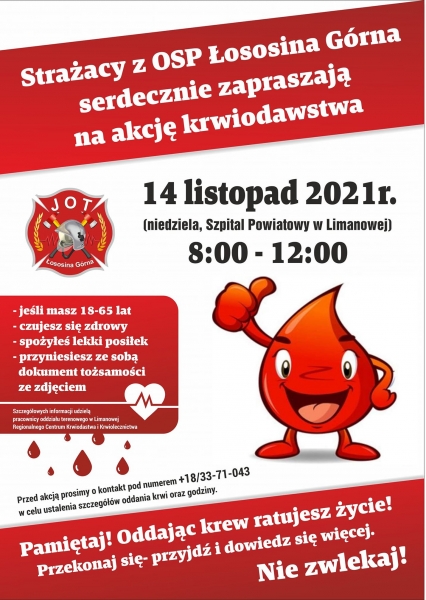 Przyłącz się do niedzielnej akcji: Druhowie z Łososiny Górnej organizują zbiórkę krwi