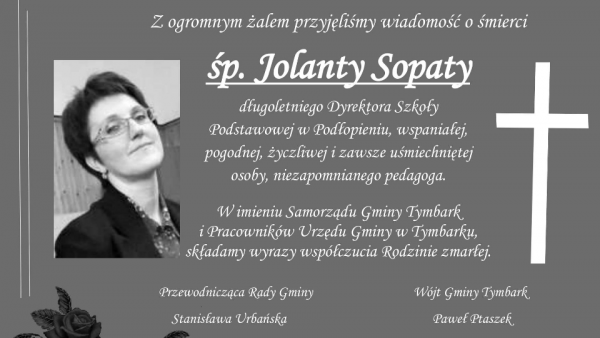 Zmarła Jolanta Sopata, wieloletnia dyrektor Szkoły Podstawowej w Podłopieniu
