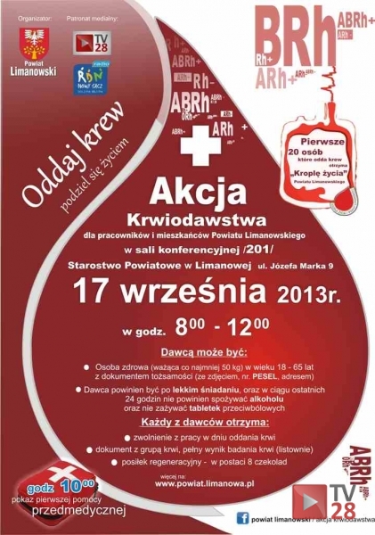 Limanowa. Oddaj krew, podaruj życie