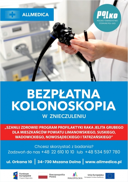 Ostatnie miesiące programu badań bezpłatnych kolonoskopowych w pełnym znieczuleniu! Liczba miejsc ograniczona