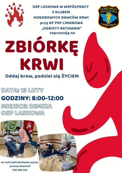 Druhowie z Laskowej organizują zbiórkę krwi