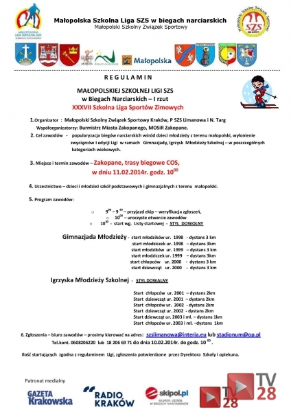 Zakopane. Szkolna Liga Biegów Narciarskich pod patronatem TV28