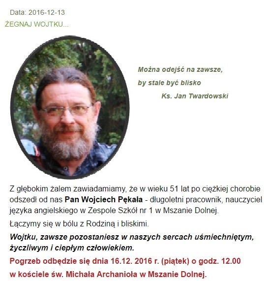 Mszana Dolna. Pogrzeb Wojciecha Pękały w najbliższy piątek