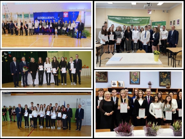 Uczniowie szkół średnich otrzymali Stypendia Starosty Limanowskiego za wyniki w nauce