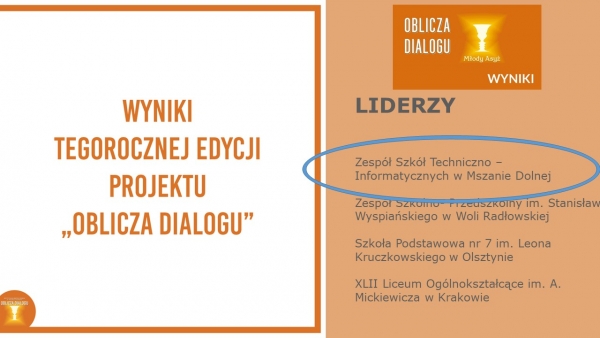 Uczniowie ZSTI liderami tegorocznej edycji projektu „Oblicza dialogu”