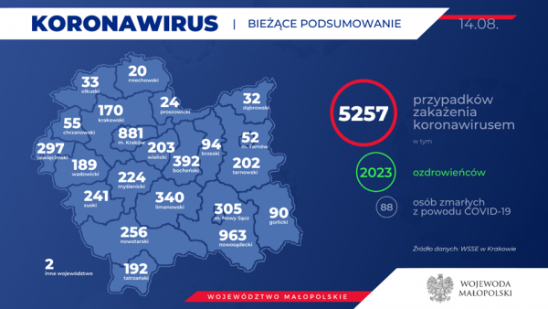 Raport dotyczący epidemii. U kolejnych 184 mieszkańców województwa potwierdzono koronawirusa