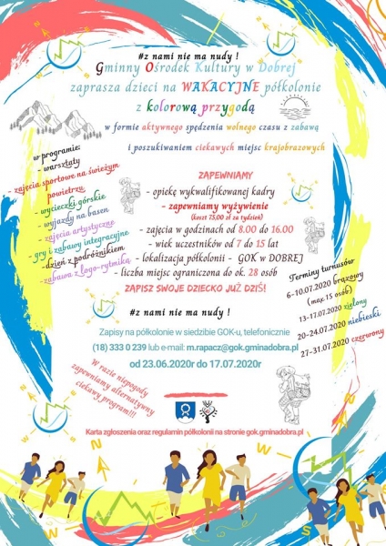 Z nami nie ma nudy! Gminny Ośrodek Kultury zaprasza dzieci i młodzież na półkolonie z kolorową przygodą