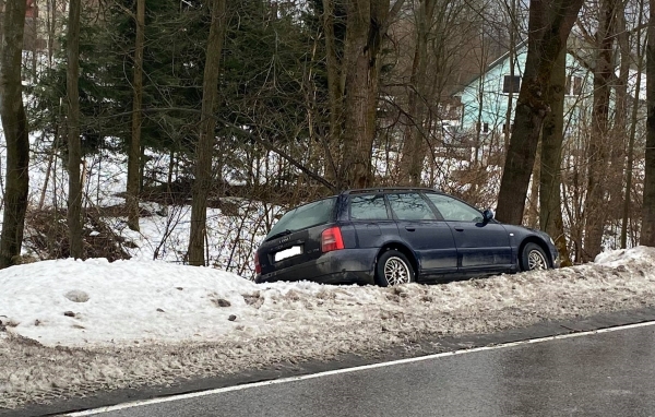 Kierująca Audi wypadła z drogi i uderzyła w drzewo