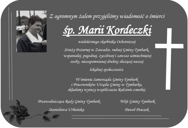 Zmarła Maria Kordeczka – była radna gminy Tymbark i skarbniczka Ochotniczej Straży Pożarnej