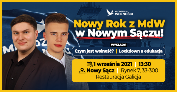 Bartłomiej Górka, prezes sądeckich struktur Młodych dla Wolności, zaprasza na spotkanie