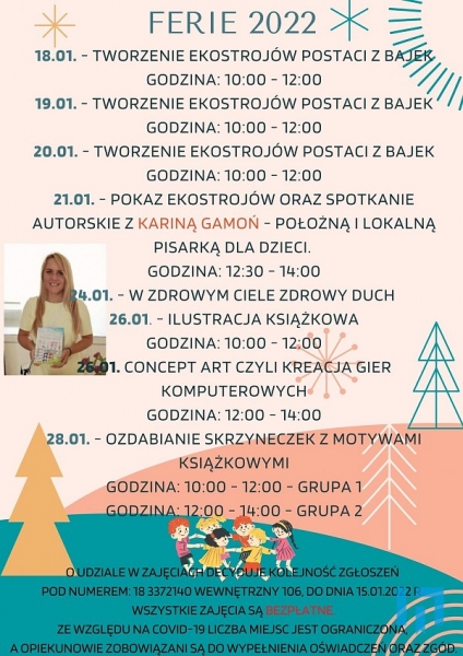 Miejska Biblioteka Publiczna zaprasza na zajęcia w czasie ferii