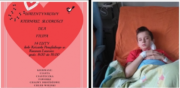 Filip Nowicki walczy z chłoniakiem Hodkina. Lokalna społeczność chce mu pomóc, organizując walentynkowy kiermasz słodkości