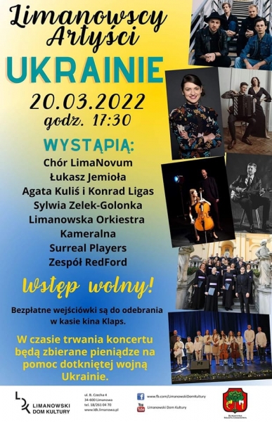 Limanowscy artyści dla Ukrainy. Zaproszenie na koncert