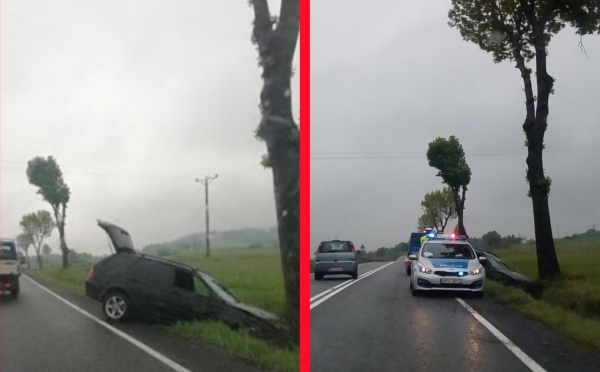 Kierowca nie zapanował nad pojazdem podczas pokonywania zakrętu