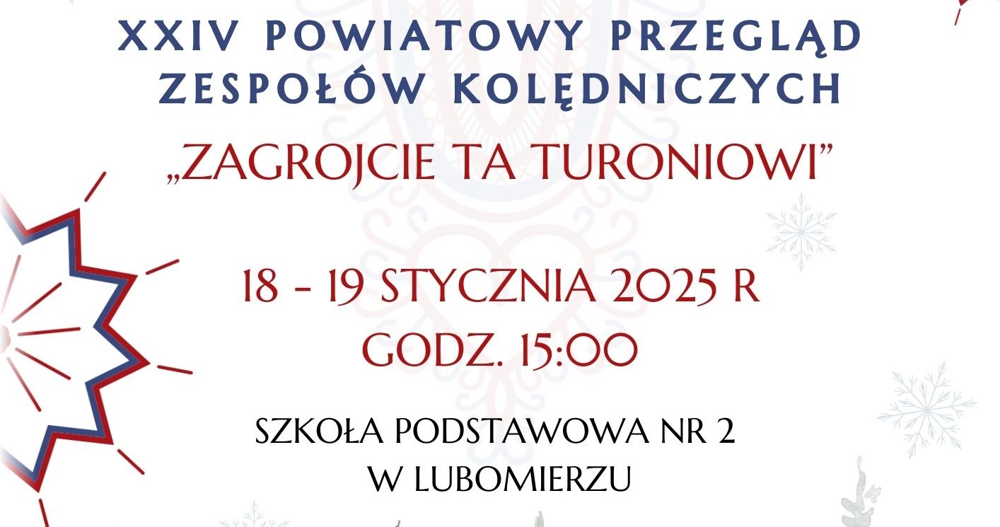 Zaproszenie na XXIV Powiatowy Przegląd Zespołów Kolędniczych