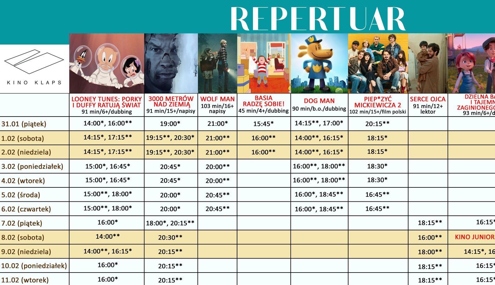 Repertuar kina „Klaps” do 13 lutego