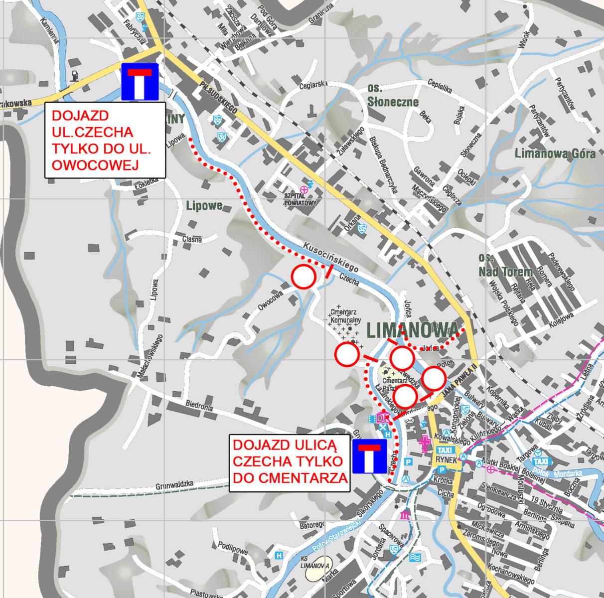 1 listopada – zmiana organizacji ruchu w Limanowej i Mszanie Dolnej