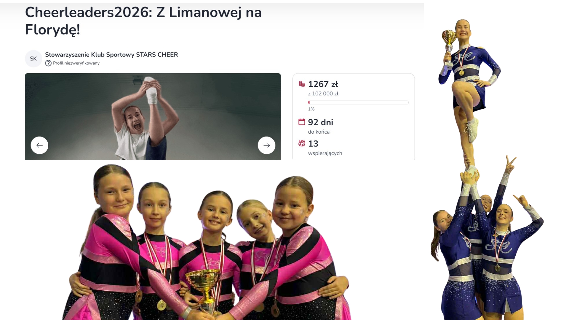 Klub Stars Cheer Limanowa prosi o wsparcie. Chcą spełnić „amerykański sen”