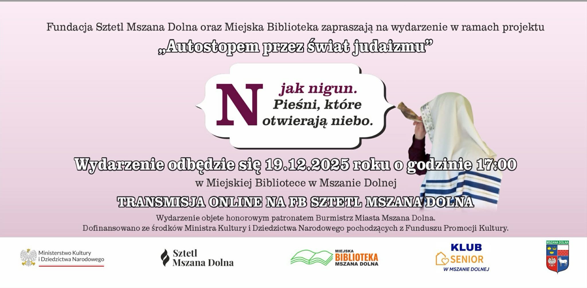„N jak nigun. Pieśni, które otwierają niebo”. Fundacja Sztetl Mszana Dolna zaprasza na wykład i koncert