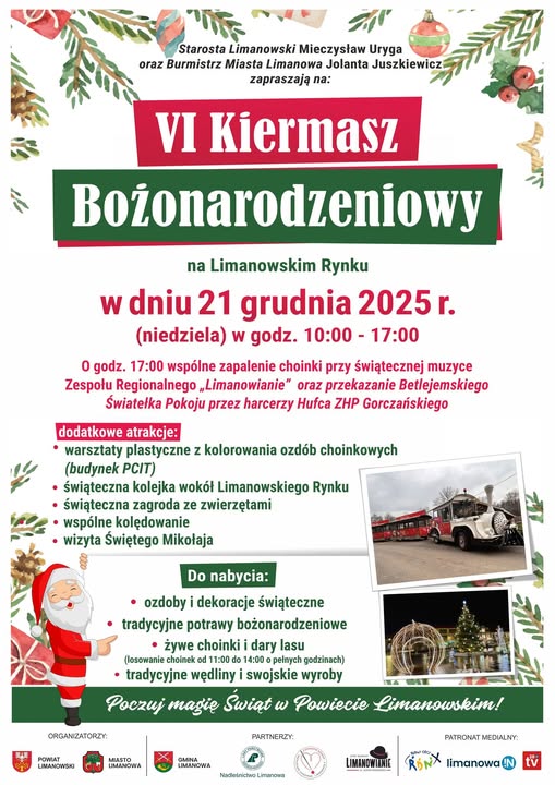 Zaproszenie na VI Kiermasz Bożonarodzeniowy w Limanowej