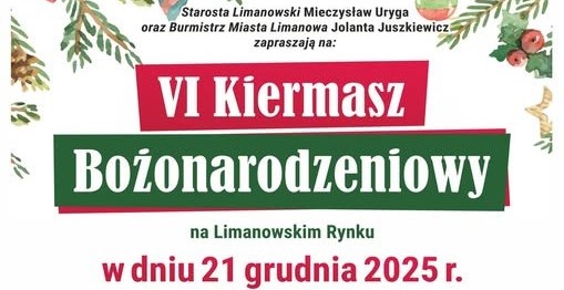 Zaproszenie na VI Kiermasz Bożonarodzeniowy w Limanowej