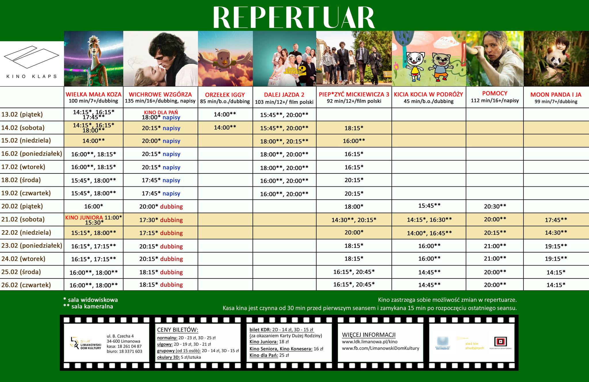 Repertuar kina „Klaps” od 13 do 26 lutego