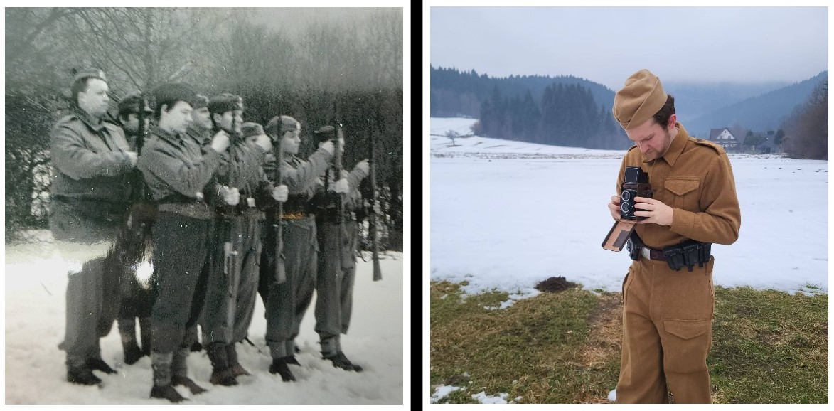 Zimowe manewry z sesją fotograficzną wykonaną aparatem z 1939 roku