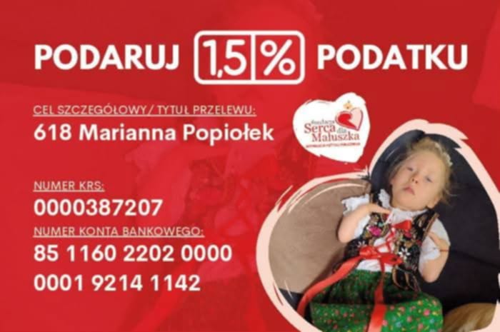 Przekaż 1,5% i okaż wsparcie dla Marianki Popiołek
