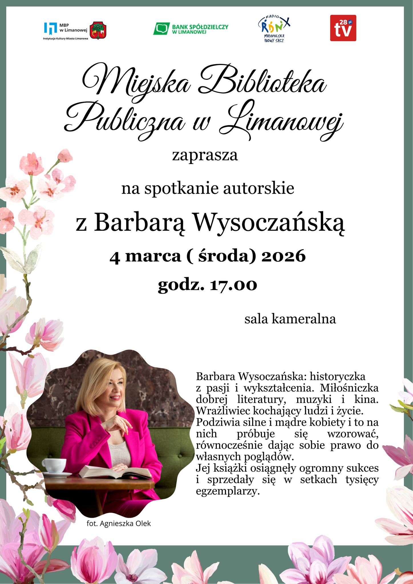 Zaproszenie na spotkanie autorskie z Barbarą Wysoczańską