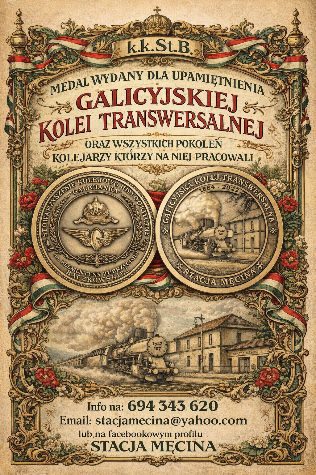 Medal upamiętniający kolejarzy i Galicyjską Kolej Transwersalną