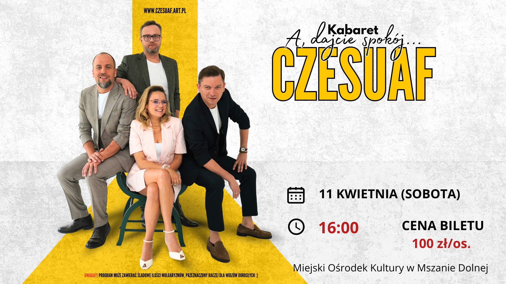 Czesuaf na scenie MOK w Mszanie Dolnej. Są jeszcze wolne miejsca na sobotni kabaret