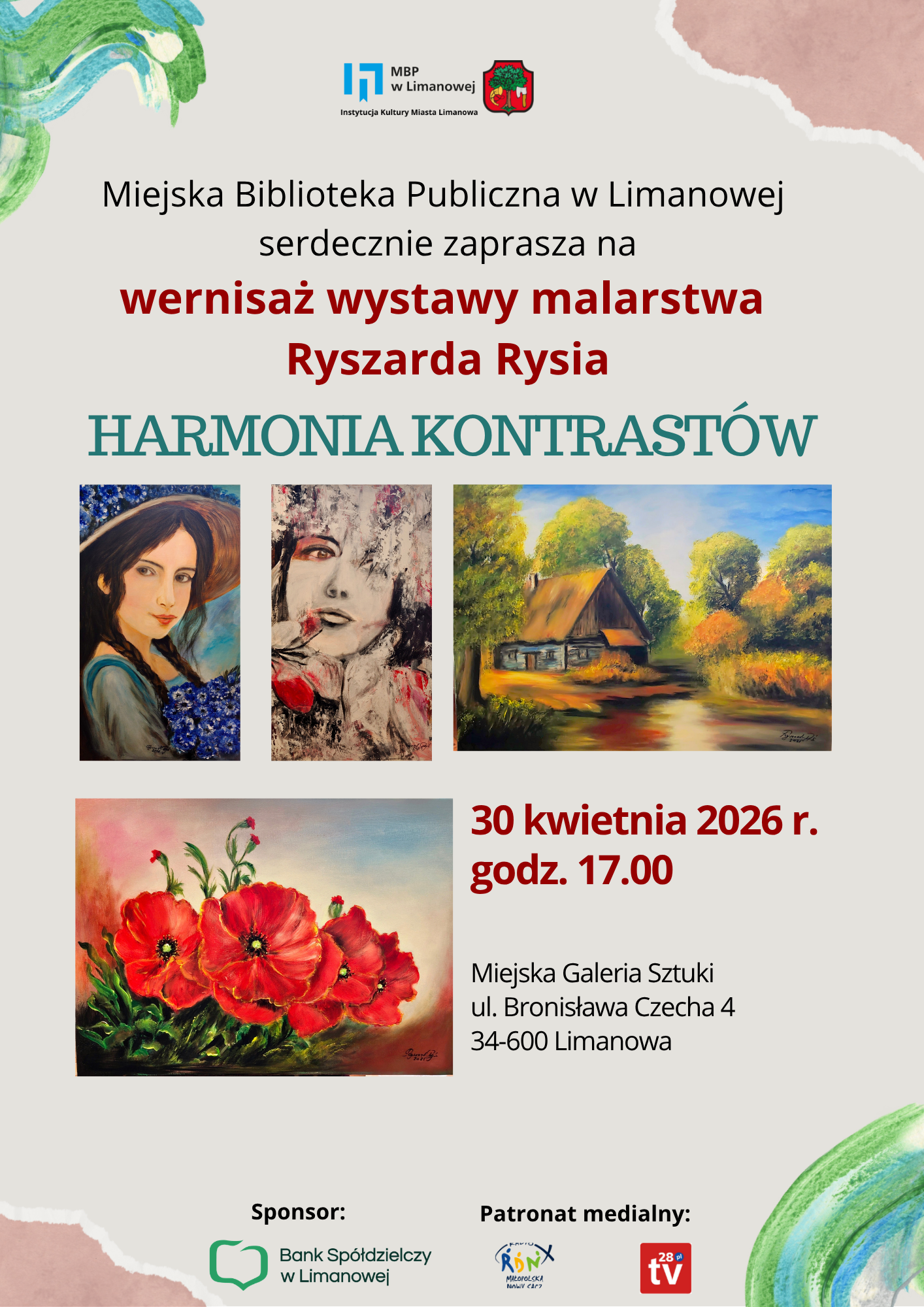 Zaproszenie na wernisaż wystawy malarstwa Ryszarda Rysia