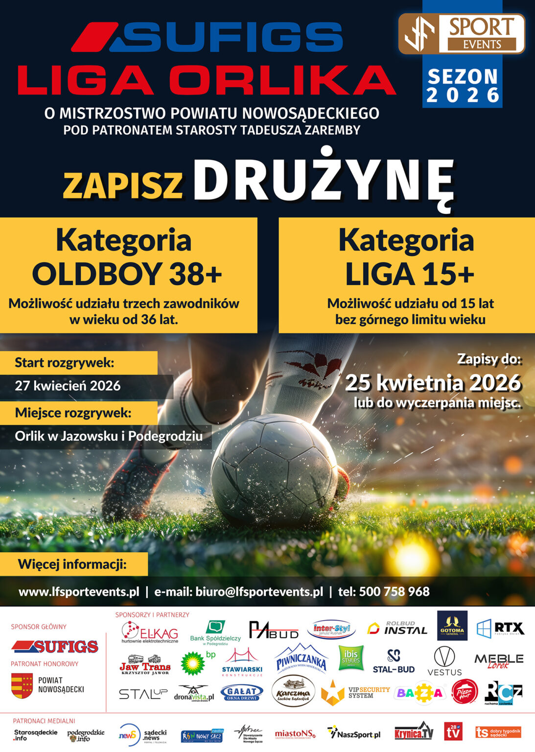 ZAPISZ DRUŻYNĘ DO SUFIGS LIGI ORLIKA 2026 – OSTATNIE MIEJSCA