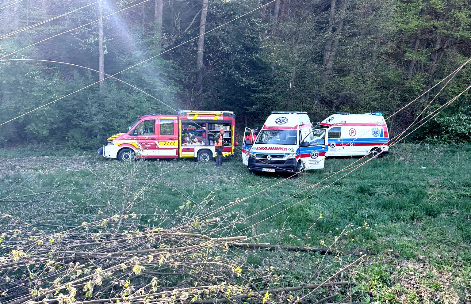 Tymbark. Dwie osoby zostały poszkodowane podczas wycinki drzew
