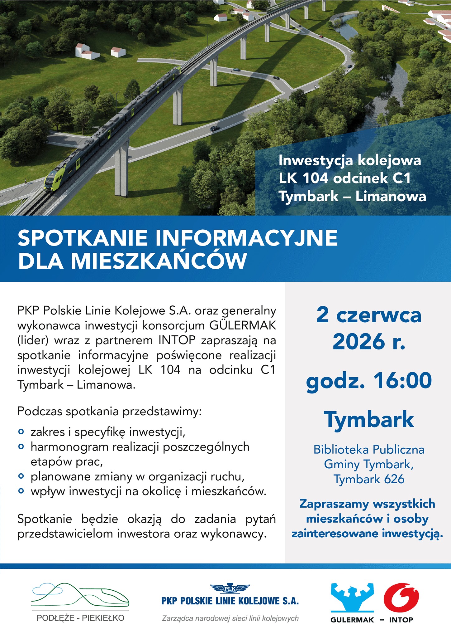 Spotkanie z mieszkańcami. Budowa odcinka linii kolejowej z Tymbarku do Limanowej