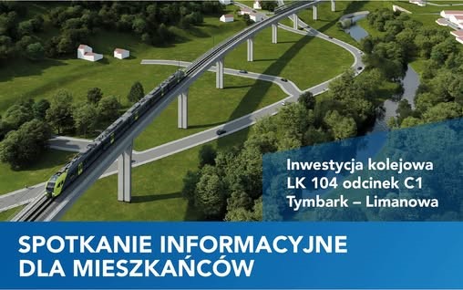 Dzisiaj spotkanie z mieszkańcami. Budowa odcinka linii kolejowej z Tymbarku do Limanowej