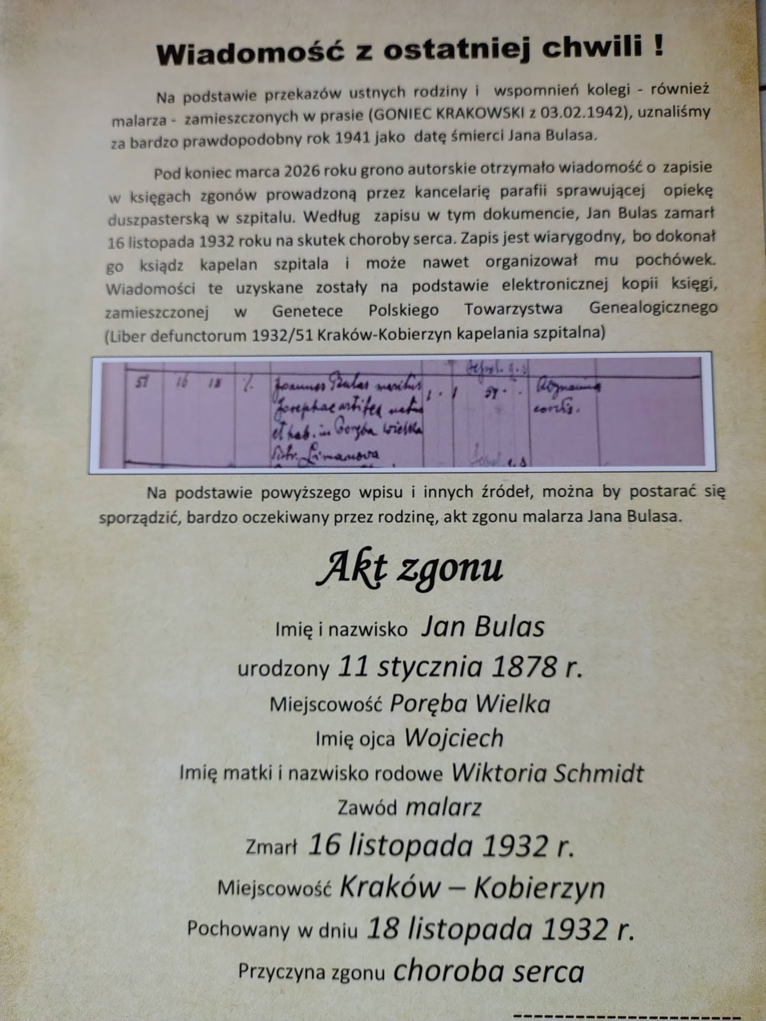 Jan Bulas – niezwykły artysta z Poręby Wielkiej. Spotkanie z Anną Marią Stożek