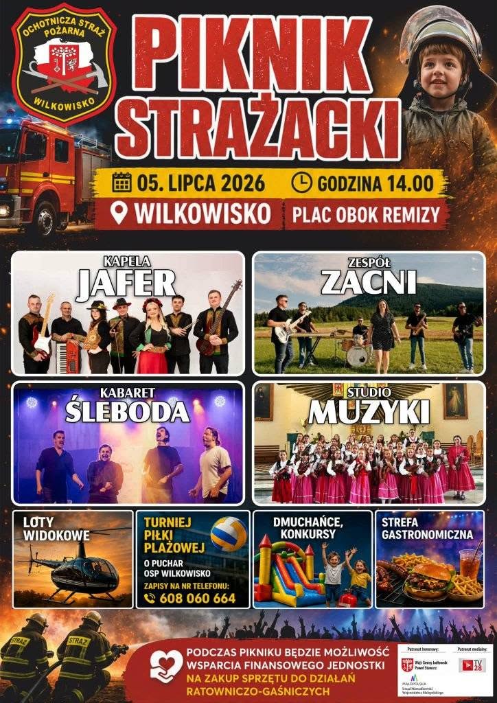 Druhowie z Wilkowiska zapraszają w niedzielę 5 lipca na Piknik Strażacki