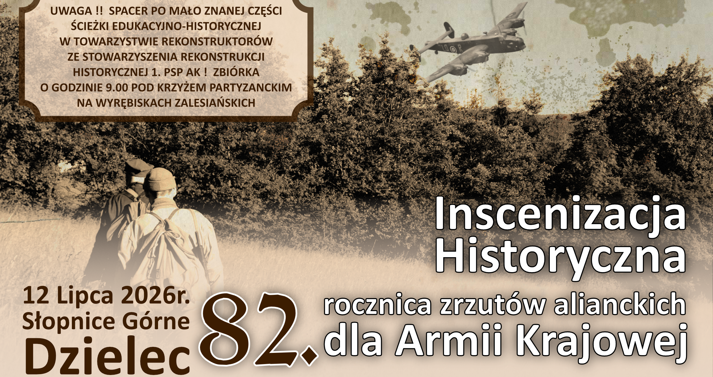 Zaproszenie na obchody 82. rocznicy zrzutów alianckich dla 1. PSP AK