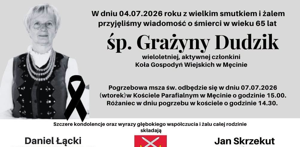 Zmarła Grażyna Dudzik – wieloletnia członkini Koła Gospodyń Wiejskich w Męcinie