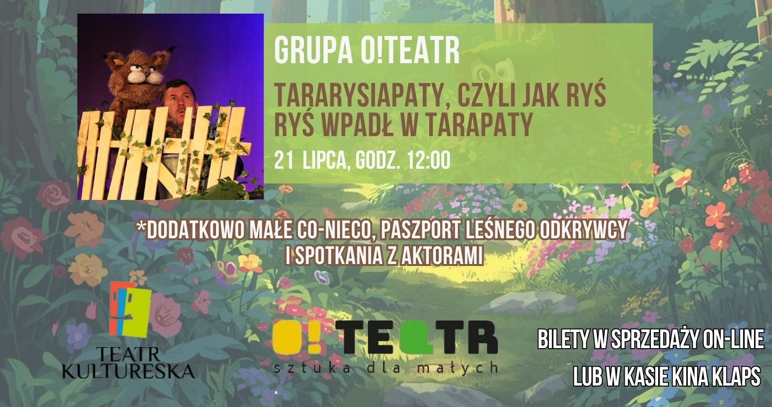 Zaproszenie na spektakl „Tararysiapaty, czyli jak ryś Ryś wpadł w tarapaty”