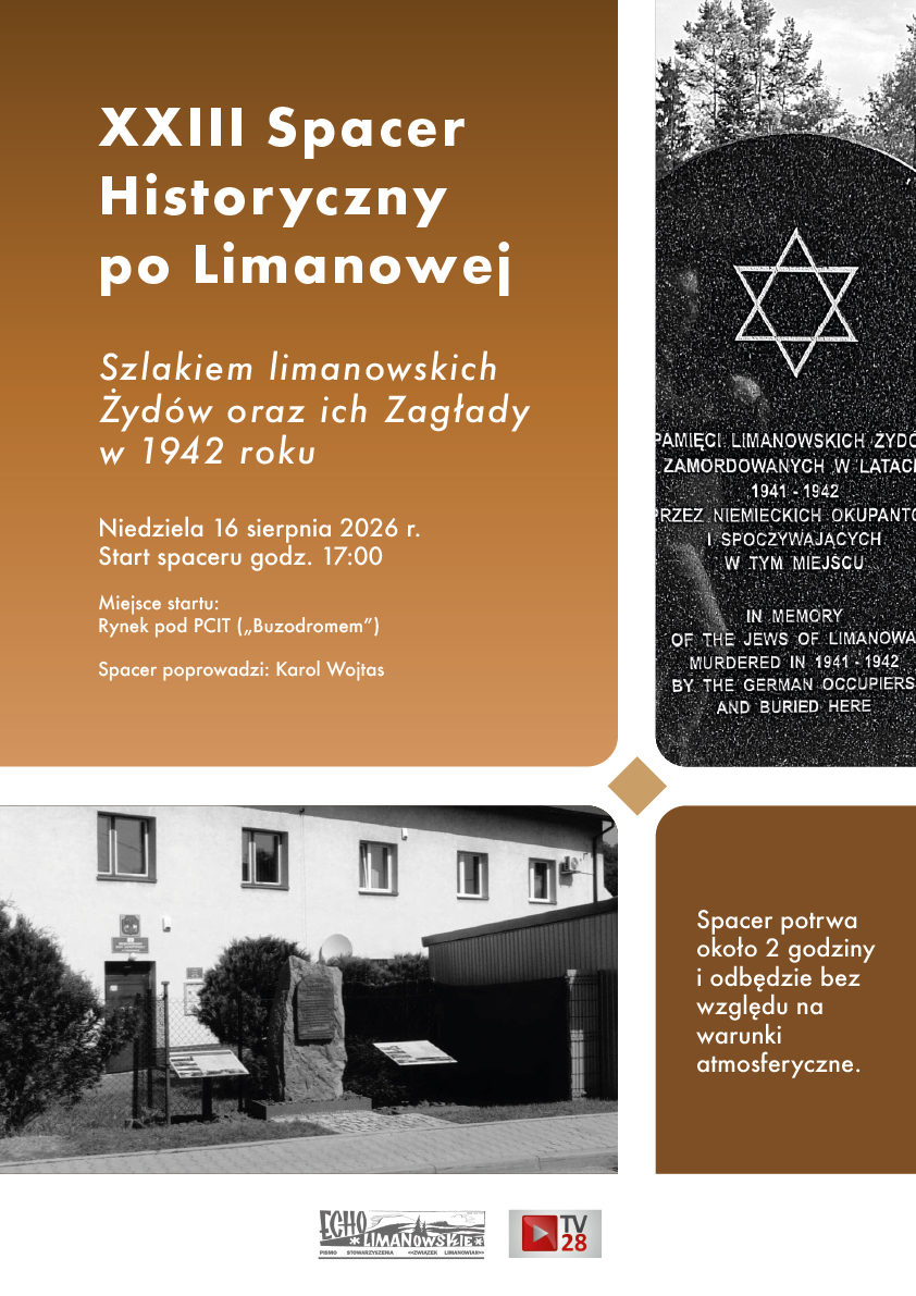 „Śladami limanowskich Żydów i ich Zagłady w 1942 roku”. Karol Wojtas zaprasza na spacer historyczny