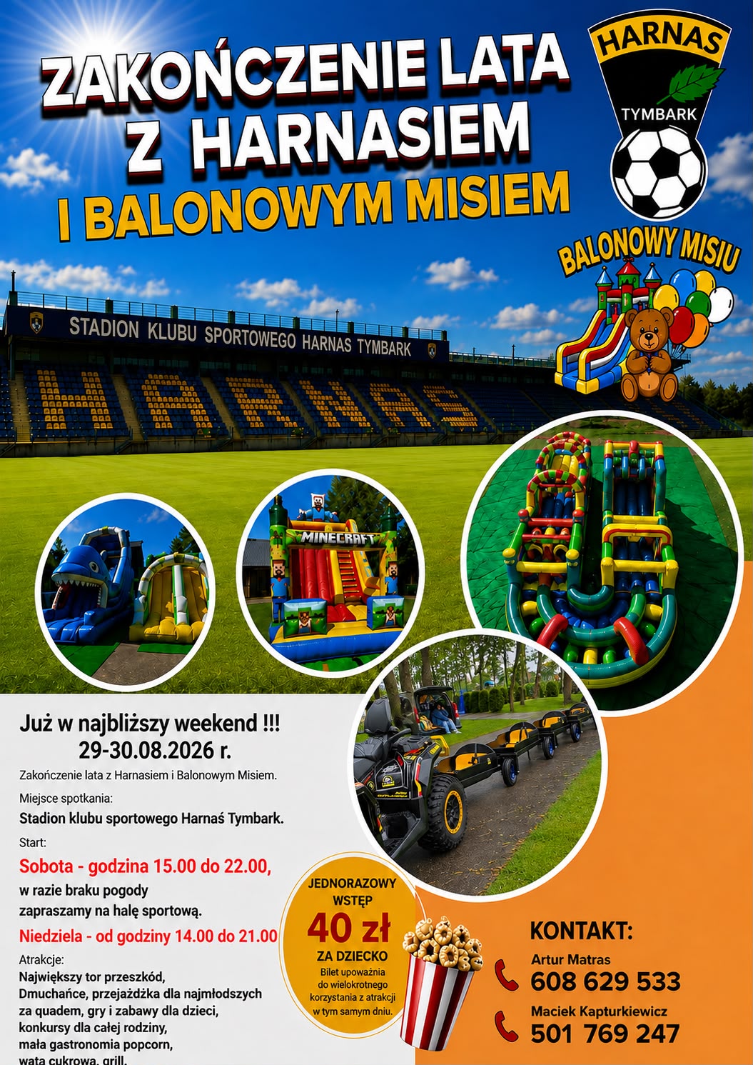 Zakończenie lata z Harnasiem i Balonowym Misiem. Weekend pełen atrakcji w Tymbarku