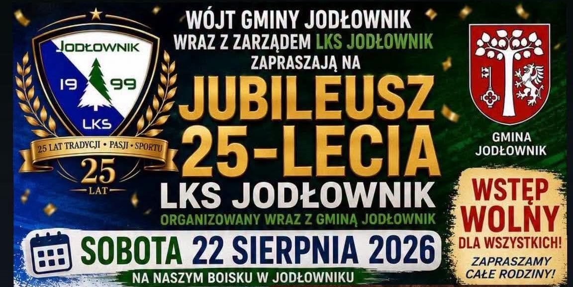 25-lecie LKS Jodłownik. Zaproszenie na wydarzenie
